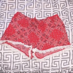 💛 red bandana shorts with lace
